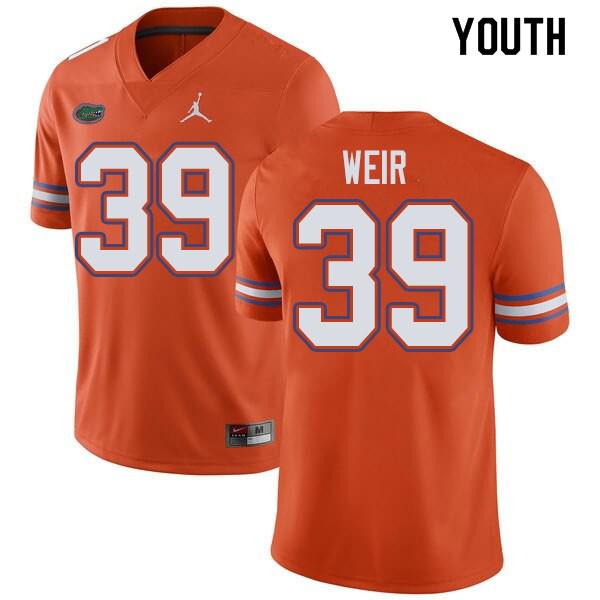 NCAA Florida Gators Michael Weir Youth #39 Jordan Brand Orange Stitched Authentic College Football Jersey BVK2564IJ